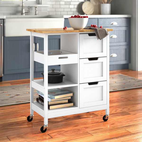 Andover Mills™ Isley 26.68'' Wide Rolling Kitchen Island with Solid